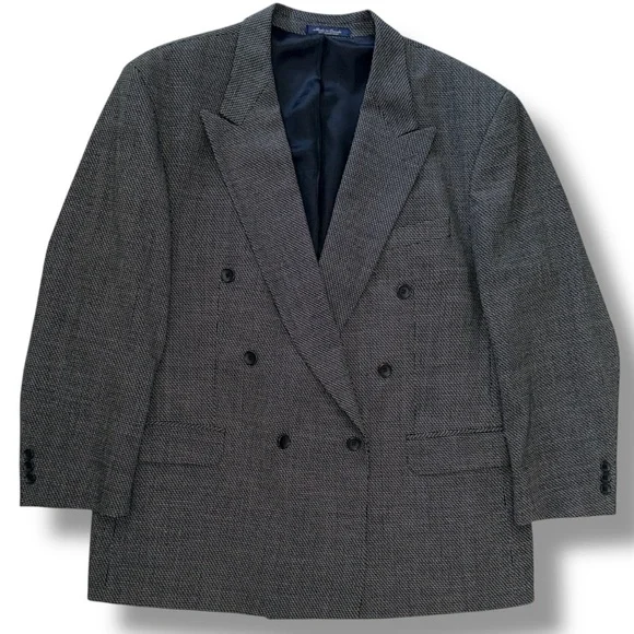 Vintage Cachet Wool Blazer 48R | Double Breasted | Made in Canada | Pure Wool - Picture 1 of 12